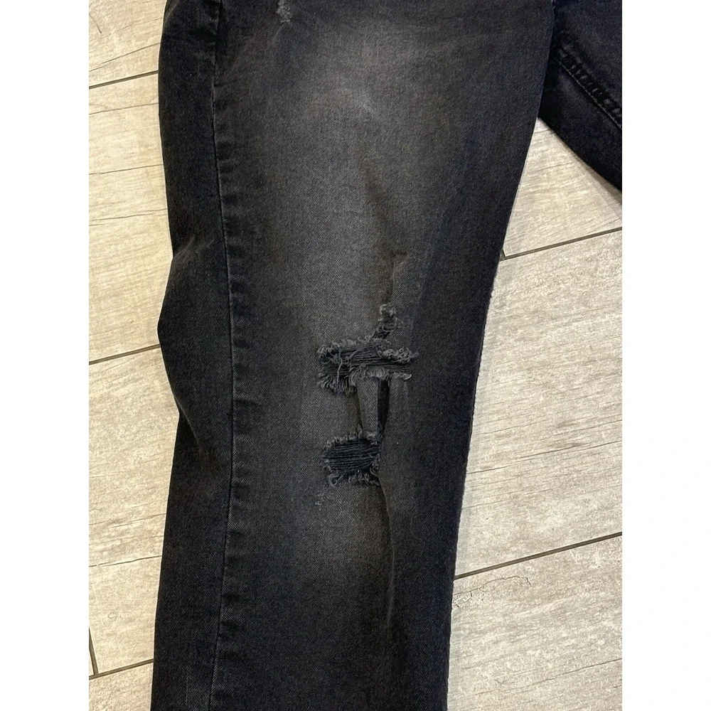 Ring of Fire Mens Black Distressed Straight Stretch Jeans 33x29‎ Mid Rise Grunge